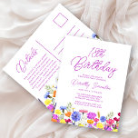 18th Birthday Party Purple Wildflowers Affordable Invitation Postcard<br><div class="desc">A pretty wildflower border decorates the bottom of this adult 18th birthday affordable invitation postcard. Purple, blue, yellow and orange flowers create a colourful and happy design to celebrate this milestone birthday. Modern and simple purple calligraphy adds a trendy touch to keep it fresh. The open and carefree lettering flow...</div>