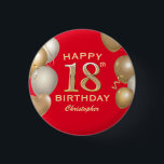 18th Birthday Party Red and Gold Balloons 3 Cm Round Badge<br><div class="desc">18th Birthday Party Red and Gold Balloons and Confetti Button. For further customisation,  please click the "Customise it" button and use our design tool to modify this template.</div>