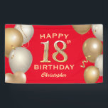 18th Birthday Party Red and Gold Balloons Banner<br><div class="desc">18th Birthday Party Red and Gold Balloons and Confetti Banner. For further customisation,  please click the "Customise it" button and use our design tool to modify this template.</div>