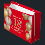 18th Birthday Party Red and Gold Balloons Large Gift Bag<br><div class="desc">18th Birthday Party Red and Gold Balloons and Confetti Gift Bag. For further customisation,  please click the "Customise it" button and use our design tool to modify this template.</div>