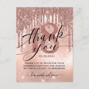 18th Birthday Party Rose Gold Thank You Postcard