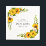 18th Birthday Party Sunflower Daisy Custom Napkin<br><div class="desc">Elegant and classy yellow sunflower,  peony and white daisy floral napkins. Three lines of text let you personalise your table decor.</div>