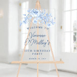 18th Birthday Party Welcome Blue Rose Floral Acrylic Sign<br><div class="desc">Welcome your guests in style with this blue floral custom welcome banner. All text is editable.</div>