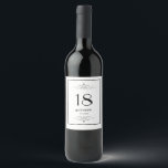 18th birthday party  wine label<br><div class="desc">Modern Black Personalised Monogram and Name</div>