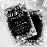 18th Birthday Party Winter Wonderland Snowflake Invitation<br><div class="desc">Elegant winter wonderland 18th birthday invitation features beautiful calligraphy surrounded by a lush snowflake and snow border. The snowflakes pop against the dark black background. You can actually change the background colour to any colour. Winter Wonderland can't be changed, but all of the remaining text can be edited. This item...</div>