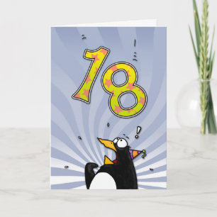 18th Birthday - Penguin Surprise Card