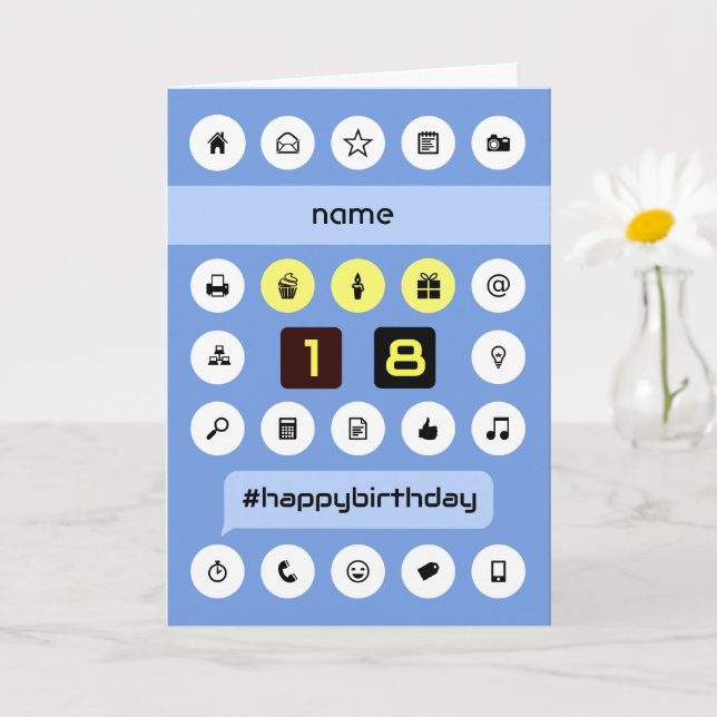 18th birthday personalised add name computing card (Small Plant)