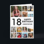 18th Birthday Photo Collage 13 Photos Black White Card<br><div class="desc">18th Happy Birthday Photo Collage 13 Photos Black and White Birthday Card for Any Age. 1st 13th 15th 16th 18th 20th 21st 30th 40th 50th 60th 70th 80th 90th 100th,  Any Ages. For further customisation,  please click the "Customise it" button and use our design tool to modify this template.</div>
