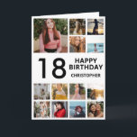 18th Birthday Photo Collage 13 Photos Black White Card<br><div class="desc">18th Happy Birthday Photo Collage 13 Photos Black and White Birthday Card for Any Age. 1st 13th 15th 16th 18th 20th 21st 30th 40th 50th 60th 70th 80th 90th 100th,  Any Ages. For further customisation,  please click the "Customise it" button and use our design tool to modify this template.</div>