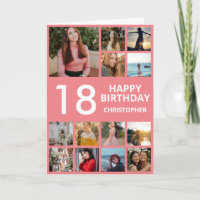 18th Birthday Photo Collage 13 Photos Pink & White