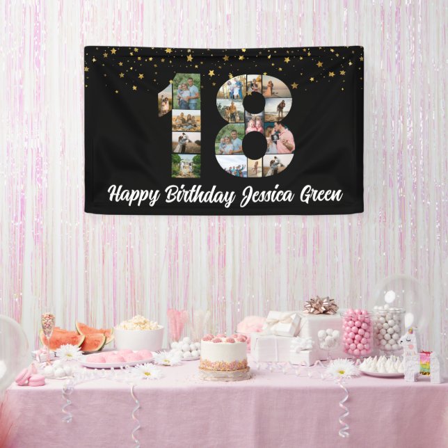 18th birthday Photo Collage happy birthday event Banner (Party)