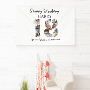 18th Birthday Photo Collage Party Banner