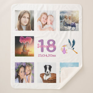 18th birthday photo collage white name girl sherpa blanket