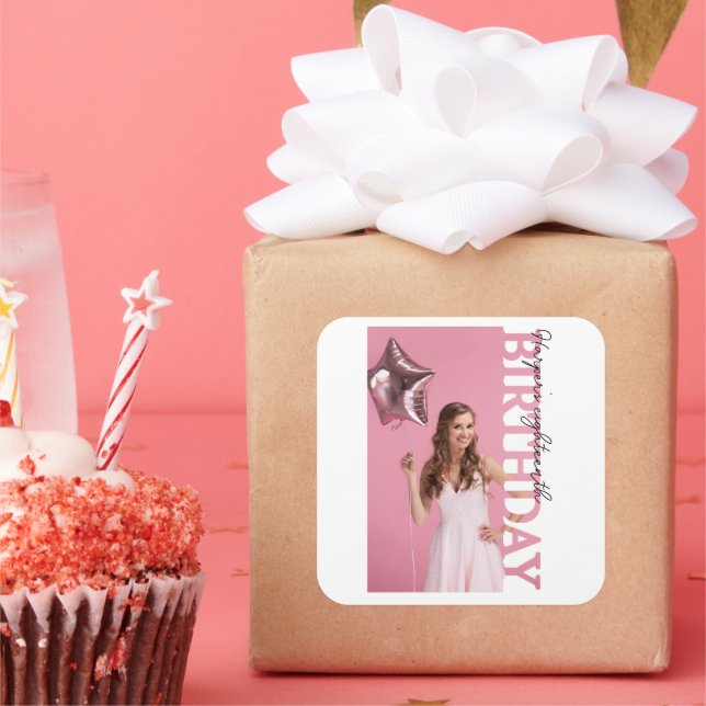 18th Birthday Photo college Party favor Square Sticker (Party)