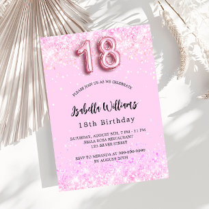 18th Birthday pink confetti girl party Invitation