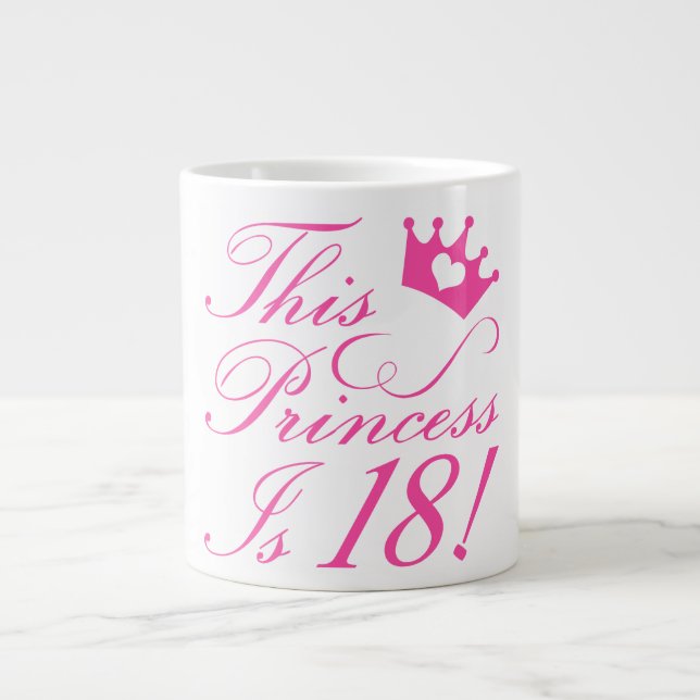 18th Birthday Princess Large Coffee Mug (Front)