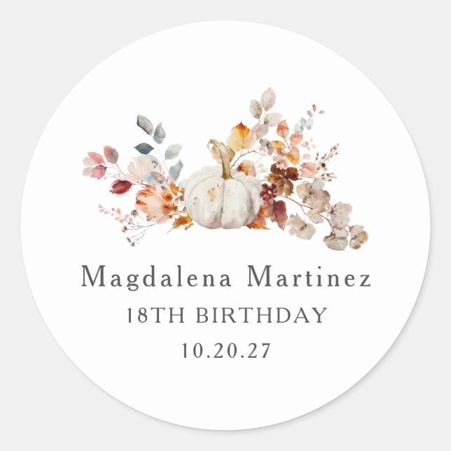 18th Birthday Pumpkin Fall Flower Envelope Seal (Front)