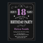 18th Birthday Purple and Black Chalkboard Invitation<br><div class="desc">18th Birthday Invitation Purple and Black Typography. Chalkboard. Black and White Background. Adult Birthday. Male Men or Women Birthday. Kids Boy or Girl Lady Teen Teenage Bday Invite. 13th 15th 16th 18th 20th 21st 30th 40th 50th 60th 70th 80th 90th 100th. Any Age. For further customisation, please click the "Customise...</div>