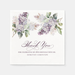 18th Birthday Purple Lilac Spring Flower Cocktail Napkin