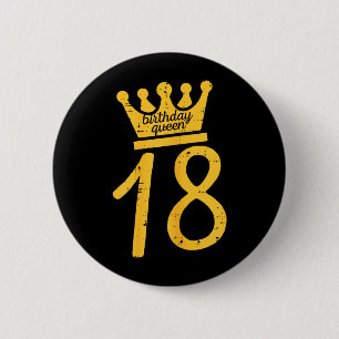 18th Birthday Queen Crown Tiara 18 Years Women 6 Cm Round Badge