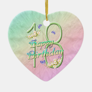 18th Birthday Rainbow Keepsake Heart Ornament