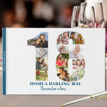 18th Birthday Remember When ... Blue Photo Collage Guest Book<br><div class="desc">This personalised photo guest book is a lovely milestone birthday keepsake for an 18th Birthday. Let your friends or 18th birthday party guests add photos and "remember when ... ", fun and special memories. The design features a photo collage in the shape of the number 18 and the template is...</div>
