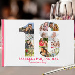 18th Birthday Remember When ... Pink Photo Collage Guest Book<br><div class="desc">This personalised photo guest book is a lovely milestone birthday keepsake for an 18th Birthday. Let your friends or 18th birthday party guests add photos and "remember when ... ", fun and special memories. The design features a photo collage in the shape of the number 18 and the template is...</div>