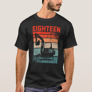 18th Birthday Retro Excavator Construction Vehicle T-Shirt