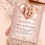 18th birthday rose gold balloons invitation<br><div class="desc">For an elegant 18th birthday.  A rose gold background. Decorated with rose gold,  pink  balloons.  Personalise and add a name,  and party details. The name is written with a hand lettered style script,  number 18 with balloon style fonts.</div>