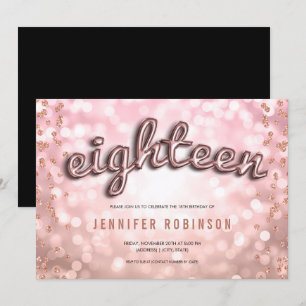 18th Birthday Rose Gold Blush Balloons Glitter Invitation