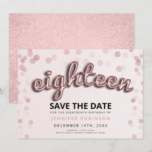 18th Birthday Rose Gold Blush Pink Glitter Invitation