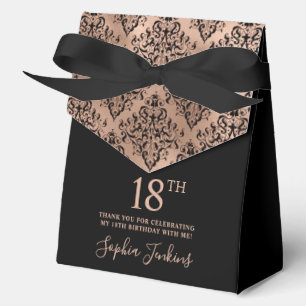 18th Birthday Rose Gold Damask Thank You  Favour Box