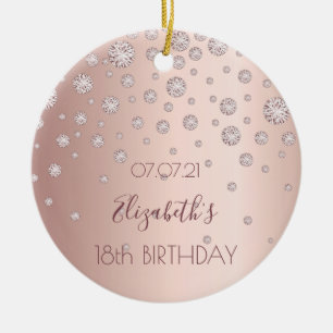 18th birthday rose gold diamonds sparkle 18 ceramic tree decoration