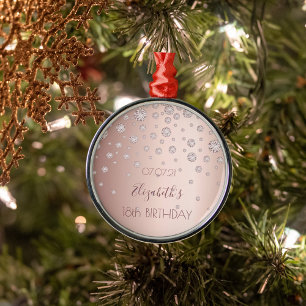 18th birthday rose gold diamonds sparkle name metal tree decoration
