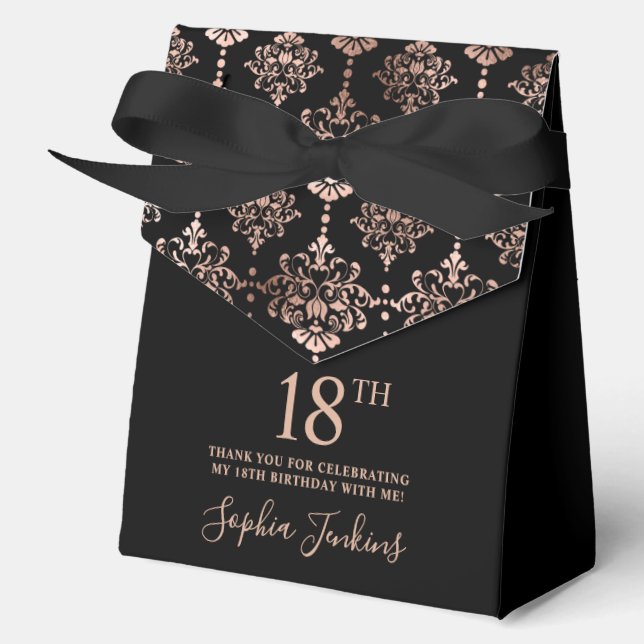 18th Birthday Rose Gold Elegant Thank You  Favour Box (Front)