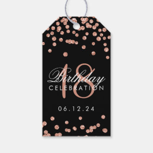 18th Birthday Rose Gold Faux Glitter Confetti Gift Tags