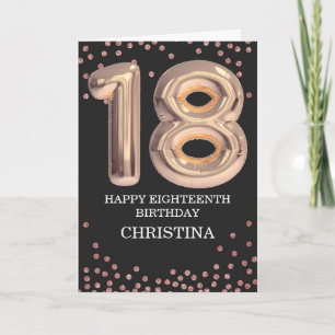 18th Birthday Rose Gold Girl Elegant Personalised Card
