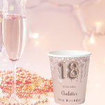 18th birthday rose gold glitter drips monogram paper cups<br><div class="desc">For a glamourous and girly 18th birthday party.  A rose gold gradient background. On the front and the back: Personalise and add a name and a date.   Decorated with faux glitter drips,  paint dripping look. Nr 18 is written with a balloon style font.</div>