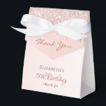 18th Birthday rose gold glitter glam thank you Favour Box<br><div class="desc">Elegant,  classic,  glamourous and girly for a 18th birthday party favours.  Rose gold ombre,  gradient background. With the text: 18th Birthday and Thank You written with a modern dark rose coloured hand lettered style script.  Template for a name and a date.</div>