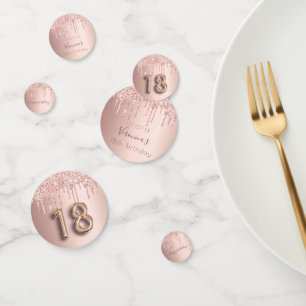 18th birthday rose gold glitter pink monogram confetti
