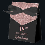18th Birthday Rose Gold Glitter Thank You Favour Box<br><div class="desc">This fabulous modern 18th Birthday Rose Gold Glitter Thank You favor box with sparkling rose gold glitter, the birthday girl's name in a trendy script font, and tied with an elegant black bow would be perfect for your event. It would be great for a candy station, on a thank you...</div>