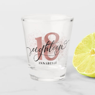 18th Birthday Rose Gold Typography Shot Glass