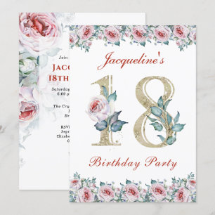 18th Birthday Roses Party Invitation