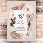 18th Birthday Rustic Boho Floral Party Invitation<br><div class="desc">A rustic boho floral 18 birthday party invitation featuring flowers and autumn leaves.</div>