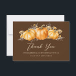 18th Birthday Rustic Boho Pumpkin Flat Thank You Card<br><div class="desc">A beautiful and elegant thank you card designed especially for a birthday. It features a top border orange pumpkins nestled in fall leaves and plants.  Three lines are provided for you to customise your thanks and gratitude.</div>