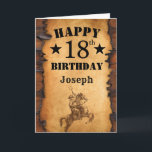 18th Birthday Rustic Country Western Cowboy Horse Card<br><div class="desc">18th Birthday Rustic Country Western Cowboy Horse Card with personalised name and age. For further customisation,  please click the "Customise it" button and use our design tool to modify this template.</div>