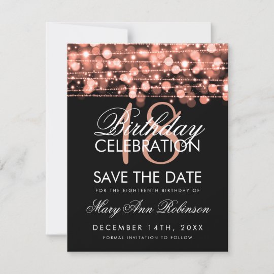 18th Birthday Save Date Party Sparkles Rose Gold Save The Date Zazzle Co Uk