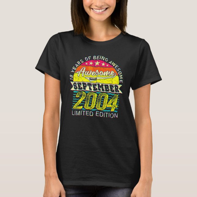 18th Birthday September 18 Years Born 2004  1 T-Shirt (Front)