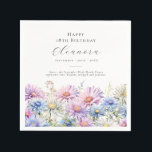 18th Birthday September Birth Flower Custom Napkin<br><div class="desc">Perfect table decor for a September birthday party. Aster is the birth flower for that month. It forms a pretty watercolor bottom border on this floral personalised napkin. The birthday guest of honour's name,  age and birthdate are placed above it using elegant calligraphy and typography. All text is editable.</div>