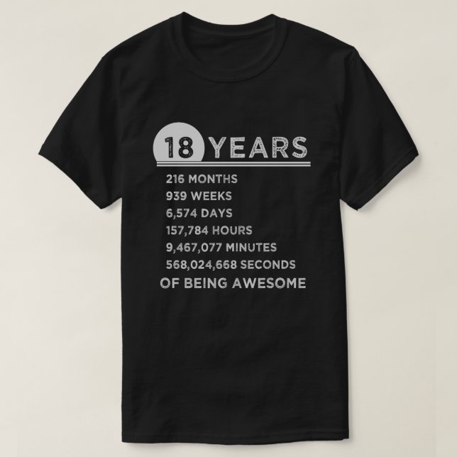 18th Birthday Shirt 18 Years Old Anniversary Gifts (Design Front)